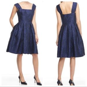 Gal Meets Glam Flora Embossed Fit & Flare Dress